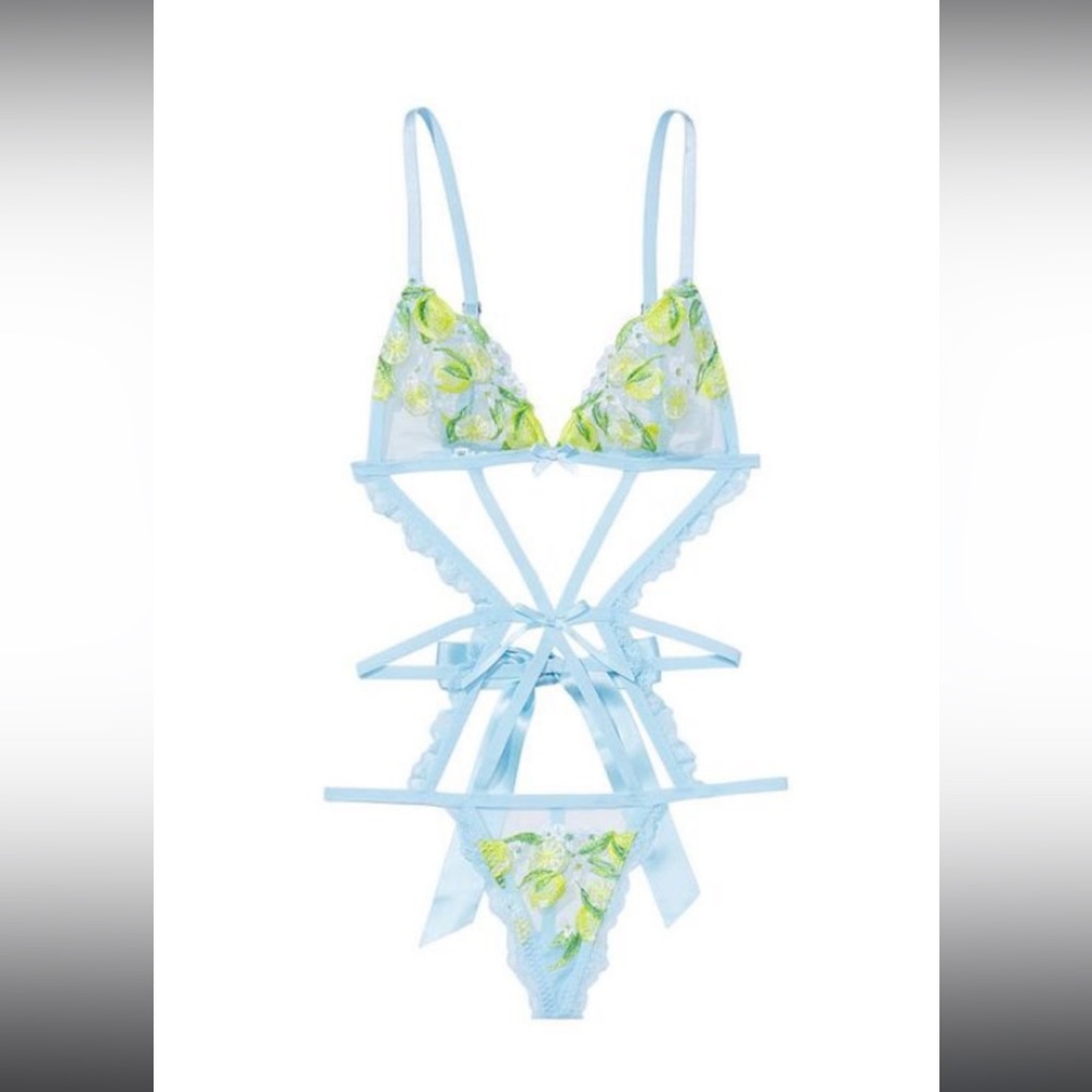 Victoria’s Secret Lemon embroidered teddy NWT